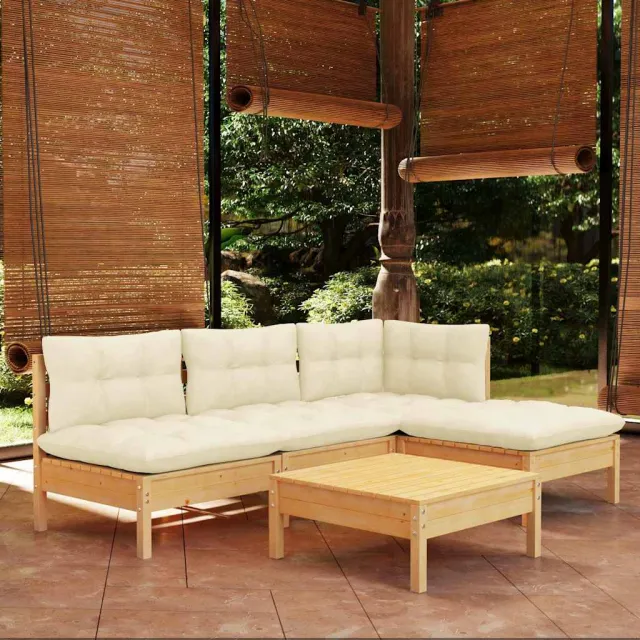 vidaXL 5-delige Loungeset met crèmekleurige kussens grenenhout, foto 2