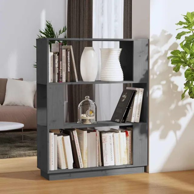 vidaXL Boekenkast/kamerscherm 80x25x101 cm massief grenenhout grijs, foto 2