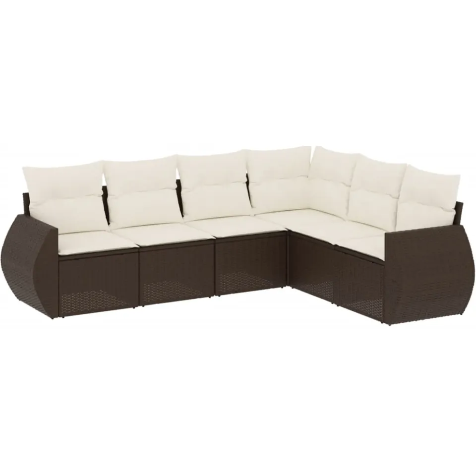 vidaXL 6-delige Loungeset met kussens poly rattan bruin, foto 3