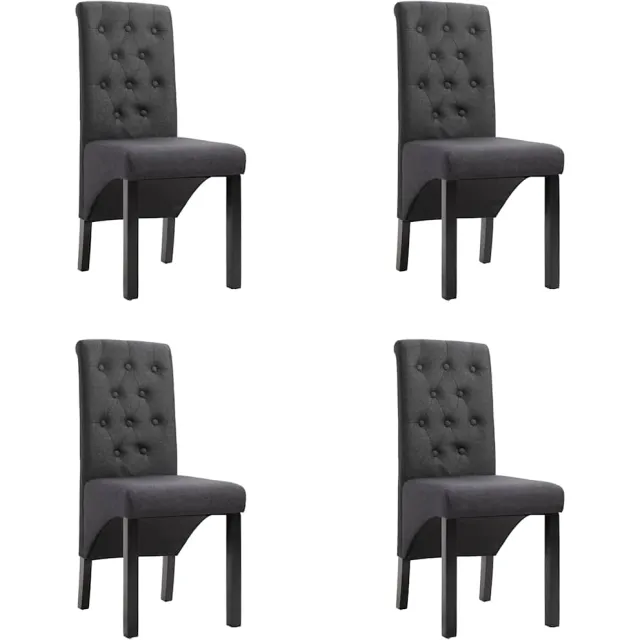 vidaXL Eetkamerstoelen 4 st stof donkergrijs