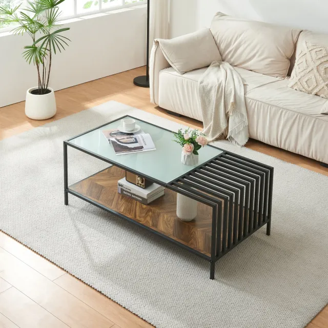 en.casa Salontafel Pärghos zwart en donker eikenkleurig [en.casa]