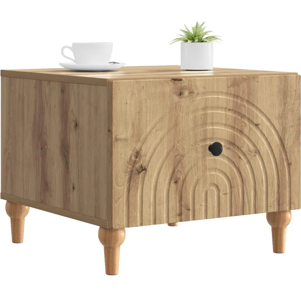vidaXL Salontafel Artisanaal eiken 49 x 50 x 40 cm Bewerkt hout Bruin