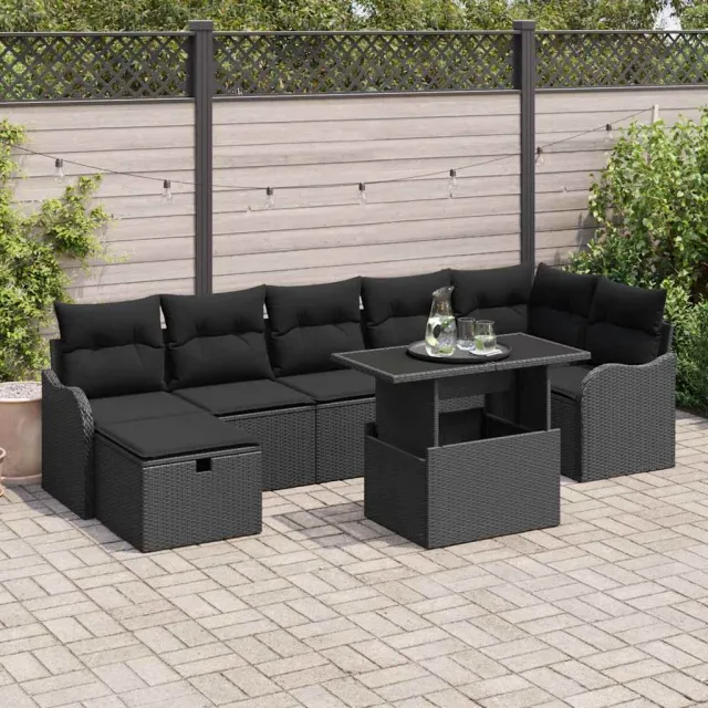 vidaXL Tuin Sofa Set 8 st Zwart poly rattan, foto 2
