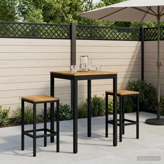 vidaXL Tuinbar Tafel NAARDEN Whitewash en zwart 60 x 60,5 x 105 cm, foto 2