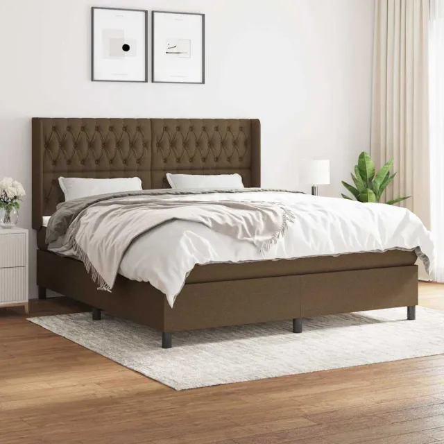 vidaXL Boxspring met matras stof donkerbruin 180x200 cm bruin