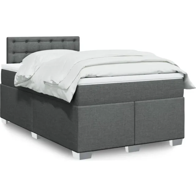 vidaXL Boxspring met matras stof donkergrijs 120x200 cm grijs