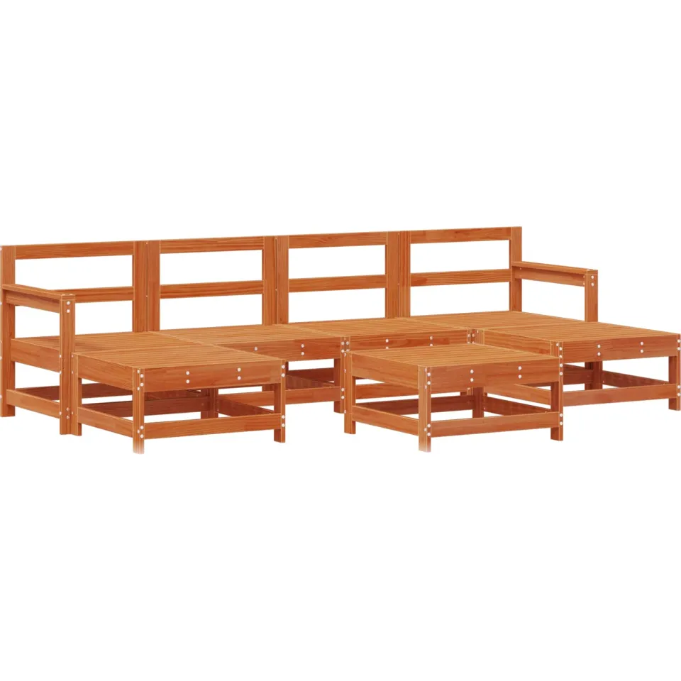 vidaXL Tuin loungeset 7 st Wax Bruin Den Massief grenenhout, foto 2