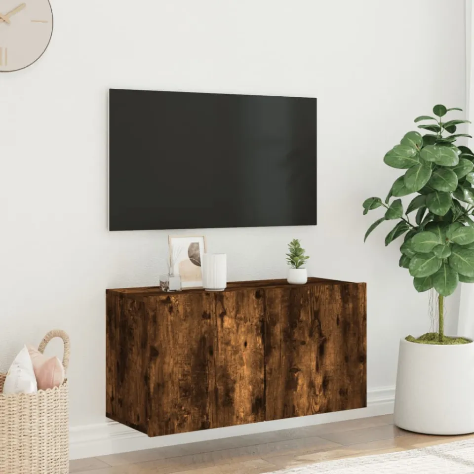 vidaXL Tv-meubel wandgemonteerd 80x30x41 cm gerookt eikenkleurig, foto 3