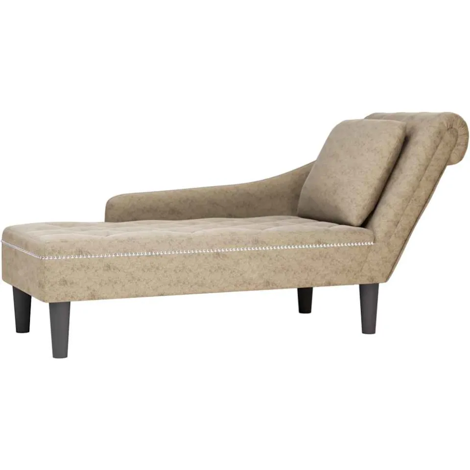 vidaXL Chaise longue met kussen&rechterarmleuning kunstleer lichtgrijs grijs, foto 4