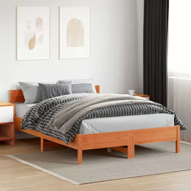 vidaXL Bedframe zonder matras massief grenenhout wasbruin 140x200 cm