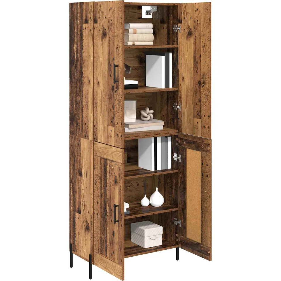 vidaXL Highboard Oud Hout 69,5 x 34 x 180 cm Bewerkt hout Bruin
