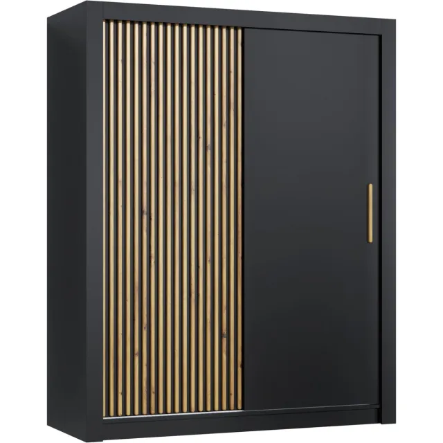 Promeubels Pro-meubels - Kledingkast Milan - 160cm - Zwart mat - Garderobekast - Slaapkamer - Schuifdeur