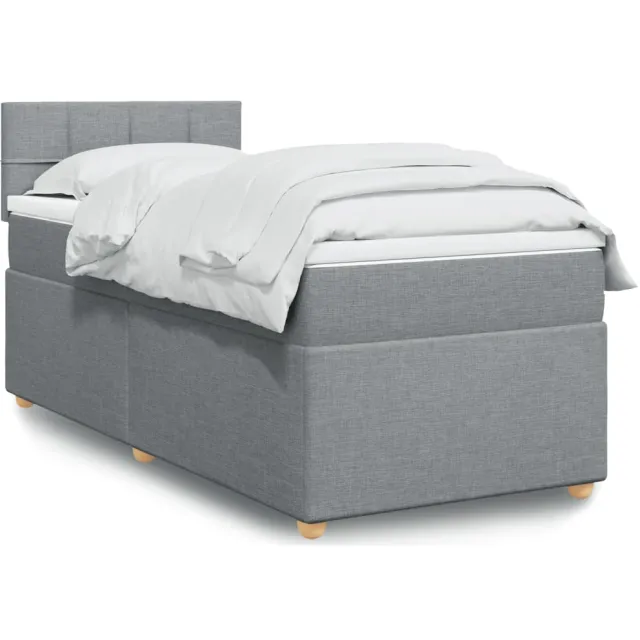 vidaXL Boxspring met matras stof lichtgrijs 90x200 cm grijs