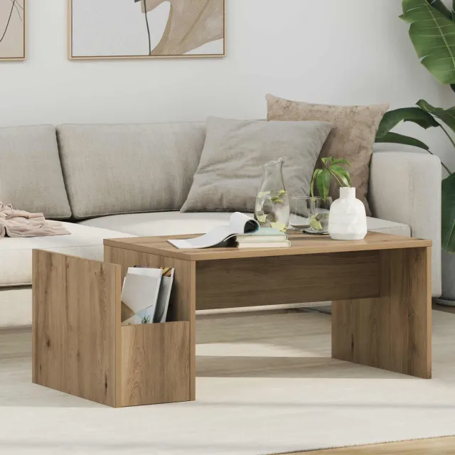 vidaXL Salontafel Artisan Eiken 90 x 45 x 35 cm Bewerkt hout, foto 2
