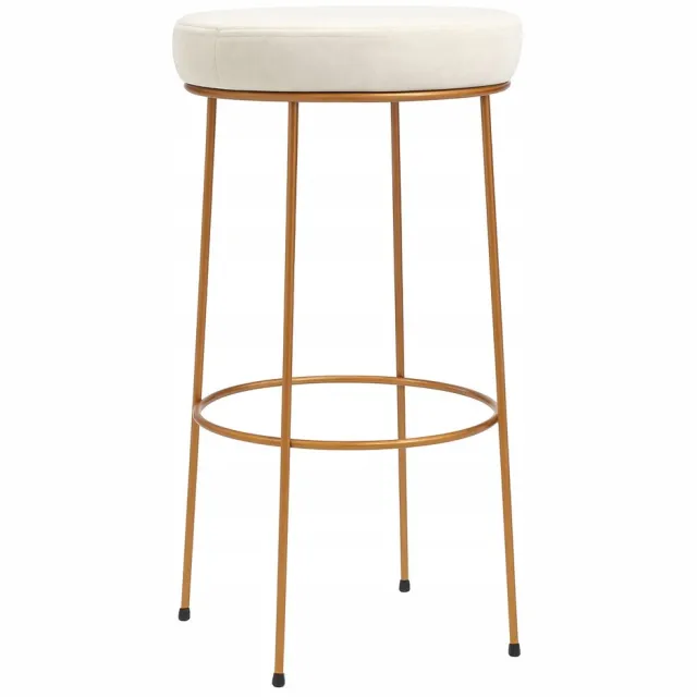 Bias Houten Kruk Bar Kruk 75cm Koper Metaal Loft Wit