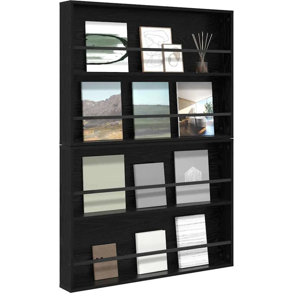 vidaXL Tijdschrift Rek 2 st Zwart Eiken 100 x 12 x 70 cm Bewerkt hout