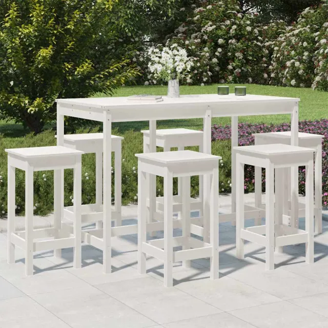vidaXL 7-delige Tuinbarset massief grenenhout wit, foto 2