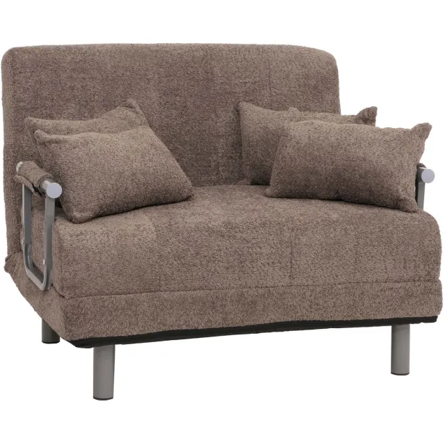 MCW Fauteuilbed MCW-K29, opklapbare fauteuil slaapbank logeerbed, ligoppervlak 190x100cm, stof bouclé (500g/m²) ~ lichtbruin