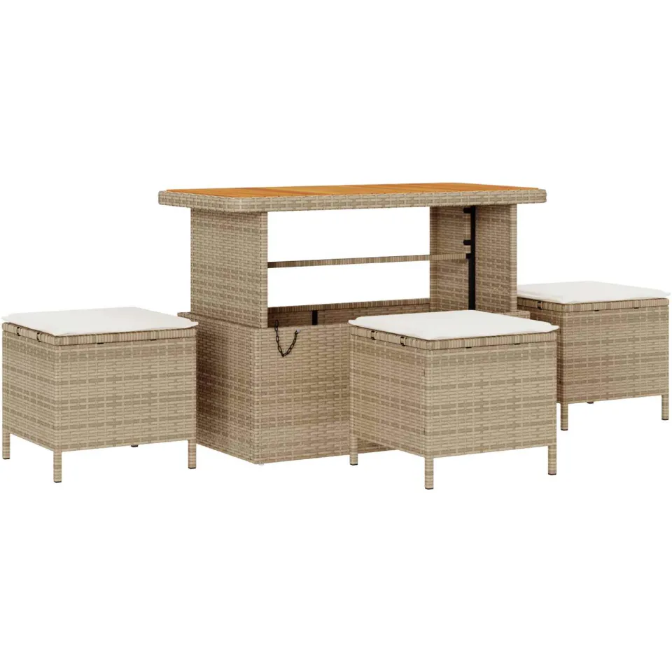 vidaXL Tuinbankenset 9 st Beige poly rattan, foto 4