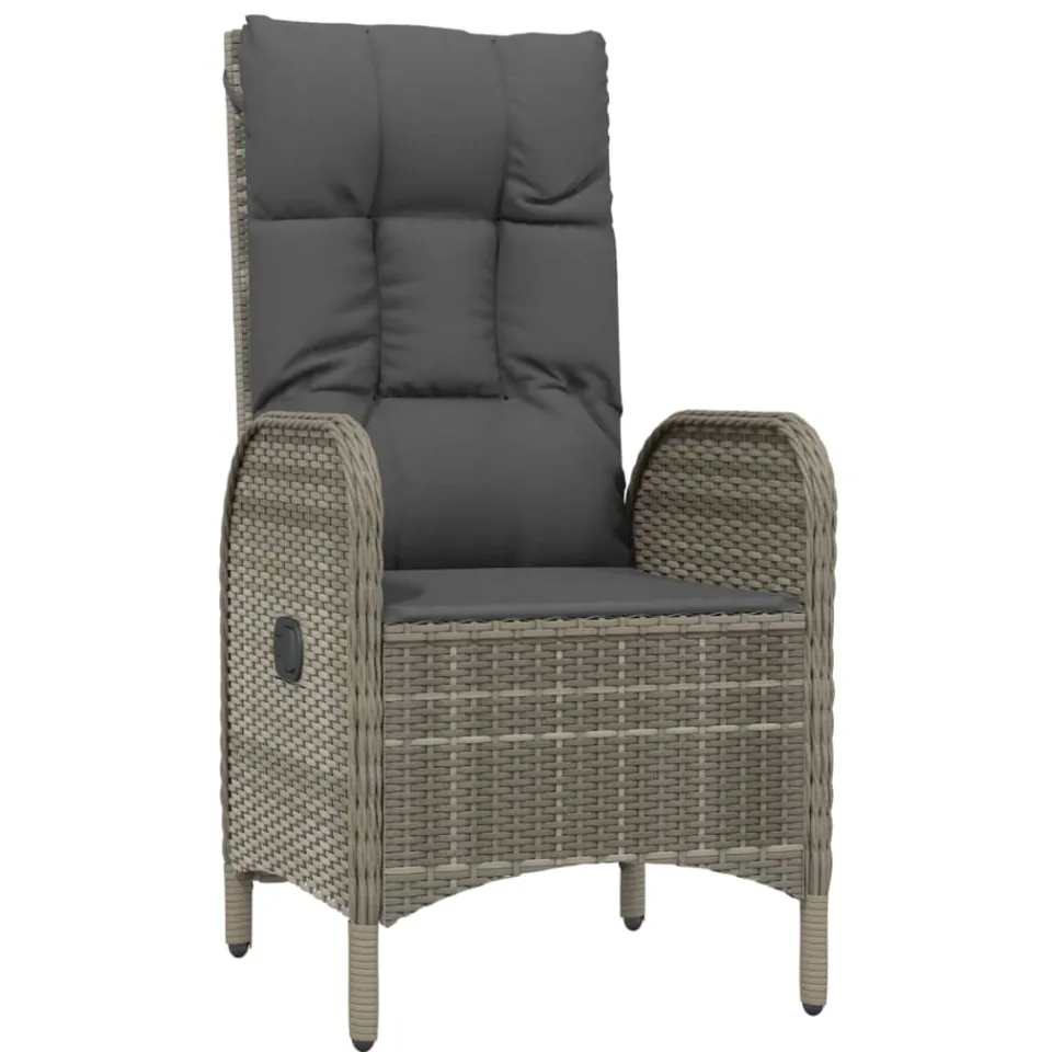 vidaXL 9-delige Tuinset met kussens poly rattan grijs