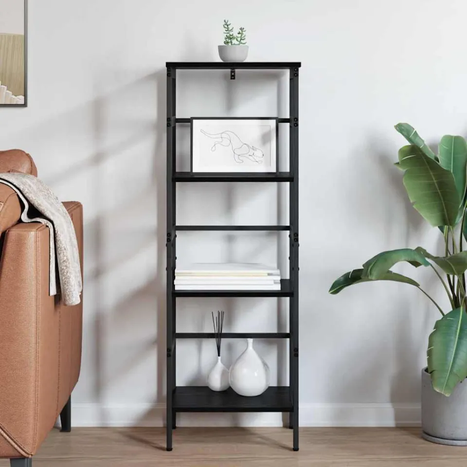vidaXL Boekenkast 3-laags 40 x 29,5 x 115 cm Bewerkt hout Zwart Eiken, foto 3
