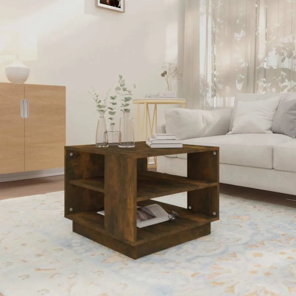 vidaXL Salontafel 55x55x43 cm bewerkt hout gerookt eikenkleurig, foto 4