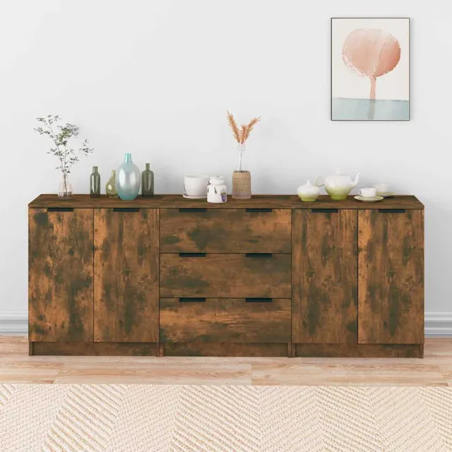 vidaXL 3-delige Dressoirs bewerkt hout gerookt eiken, foto 2