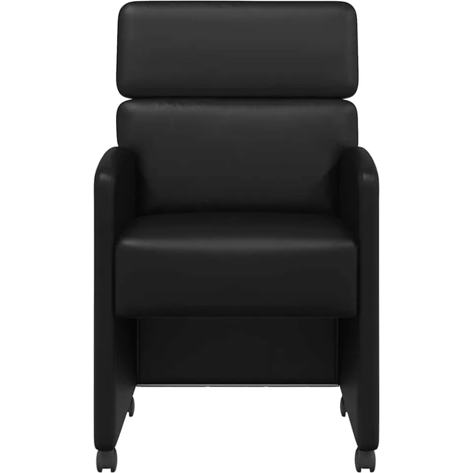 vidaXL Eetkamerstoelen met Wieltjes 2 st Kunstleer Zwart, foto 4