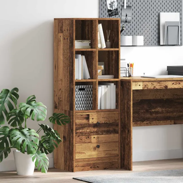 vidaXL Hoge kast met lade Oudhout 45,5 x 34 x 127 cm bruin, foto 2
