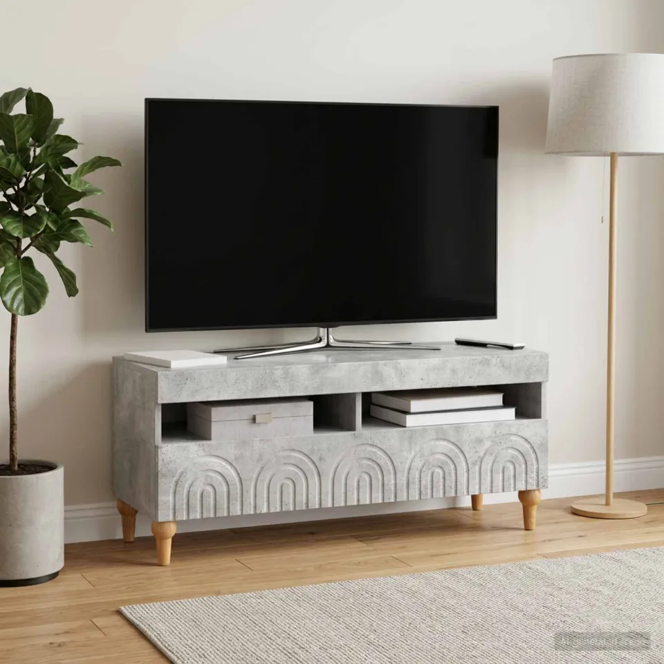 vidaXL LED tv-meubel ALKMAAR 100 x 35 x 43 cm Betongrijs Bewerkt hout grijs, foto 4