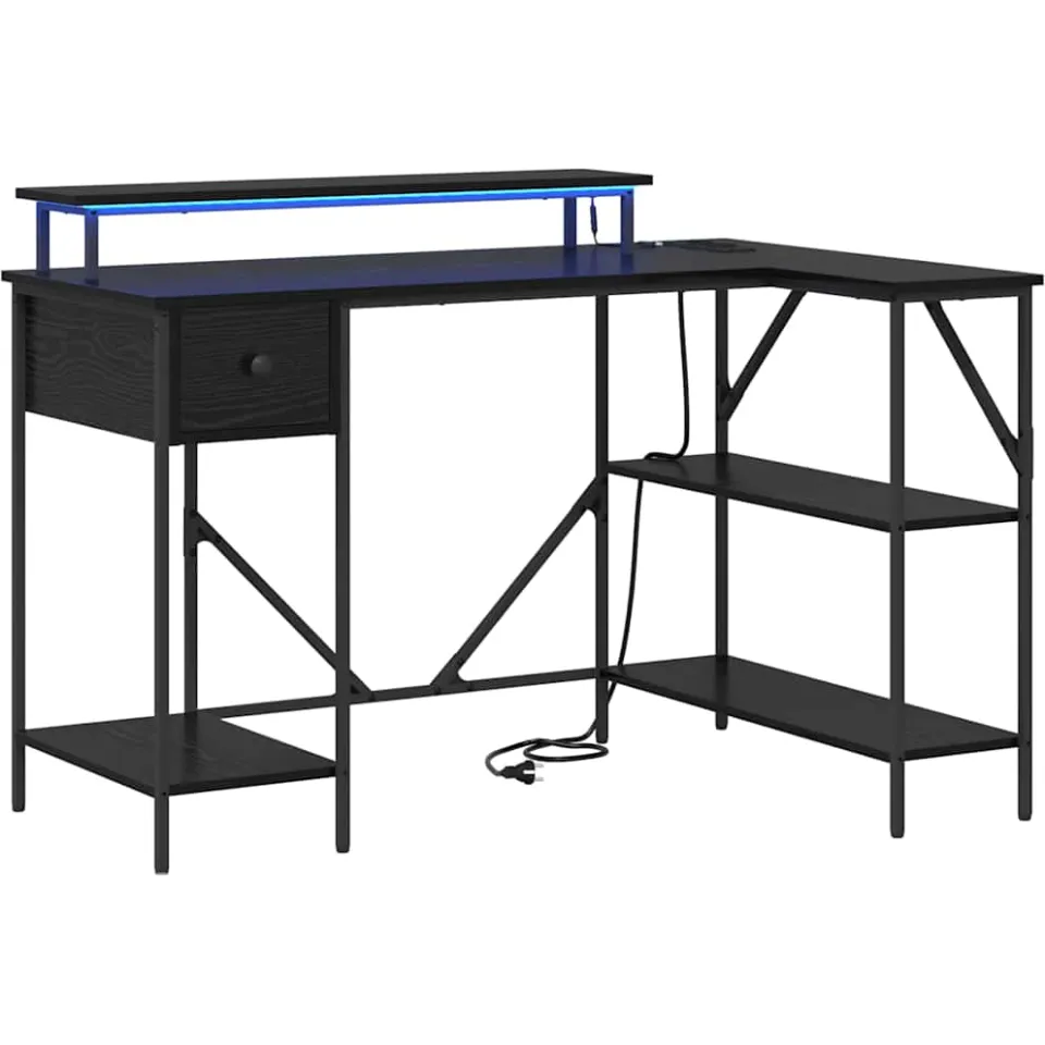 vidaXL Bureau Zwart Eiken 120 x 79 x 86,5 cm Bewerkt hout, foto 3
