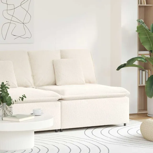 vidaXL Modulaire bank middenmodule met kussens 100 cm crèmekleurig