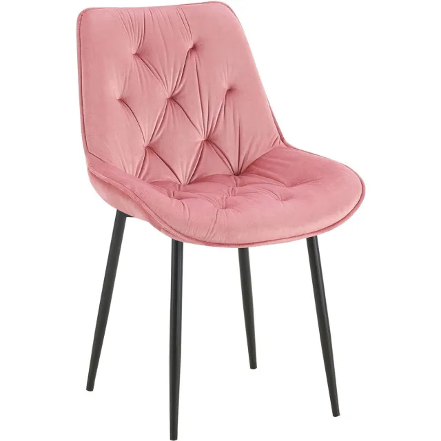 CLP Wallace Eetkamerstoel - Zonder armleuning - Metalen frame - Vloerbeschermers - Velvet - Fluweel - roze