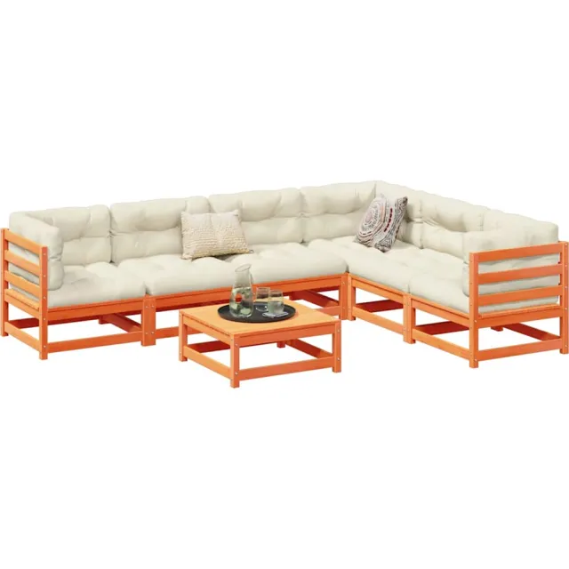 vidaXL 7-delige Loungeset met kussens massief grenenhout wasbruin bruin, foto 2