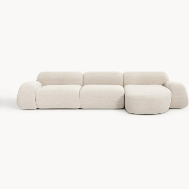 Westwing Collection Modulaire bouclé hoekbank Wolke (4-zits) beige