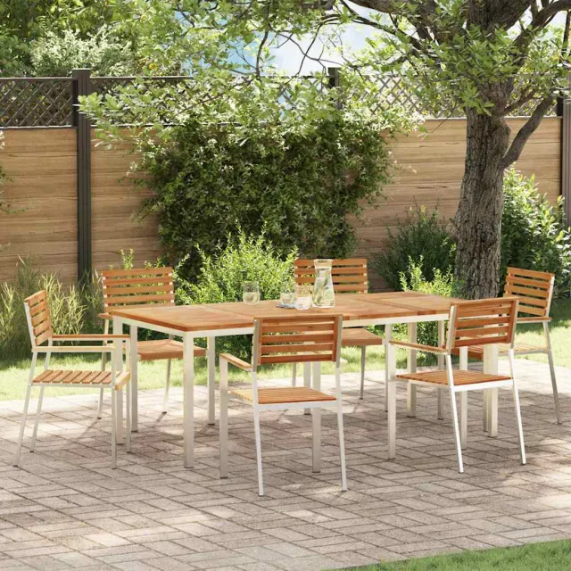 vidaXL Tuin eettafelset 7 st Massief Teakhout en RVS, foto 2