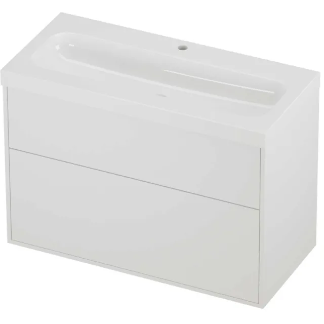 Proline Haga Badmeubelset Polystone Mezza 1 Kraangat Voor Grepen 100x46x73 cm Glans Wit Mat White
