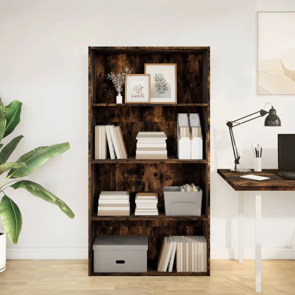 vidaXL Boekenkast 80x30x152 cm bewerkt hout gerookt eikenkleurig, foto 2