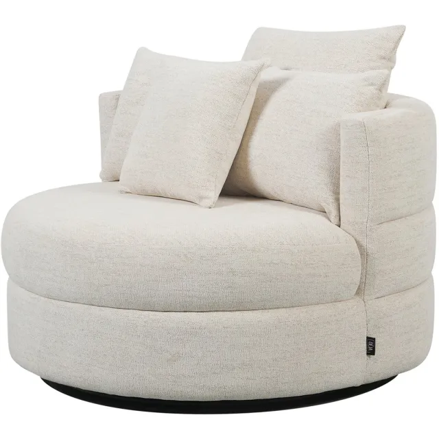 DÉJA Living Draaifauteuil Miles - Beige Stof - Ø100x84cm