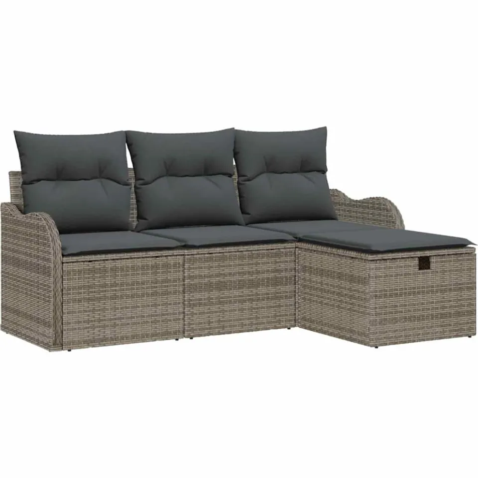 vidaXL Tuin Sofa Set 4 st Poly riet beige