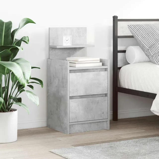 vidaXL Nachtkastjes met 2 lades 2 st 38x34x80 cm betongrijs grijs, foto 2