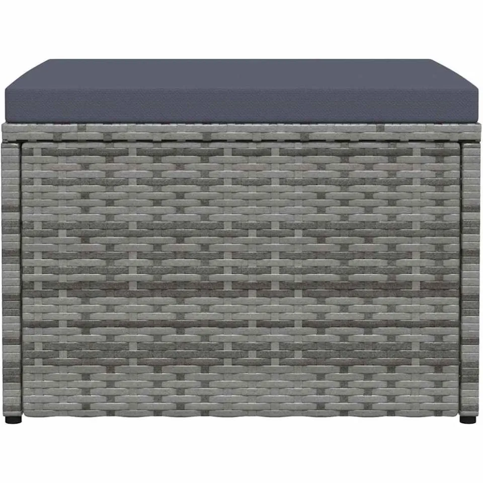 vidaXL Tuinvoetenbank met kussen poly rattan grijs, foto 2