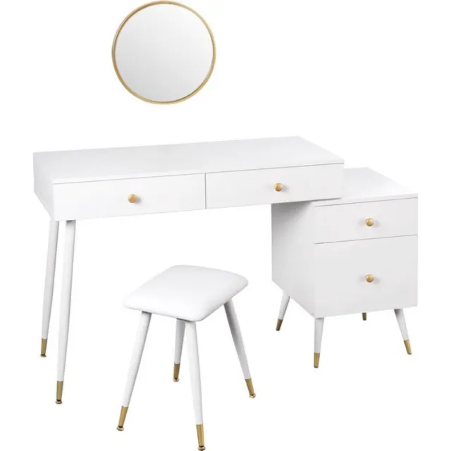 In And Outdoormatch Kaptafel met spiegel - stijlvolle make-up tafel - stevige constructie - modern wit & goud - elegant design - 100x40x75.5 cm
