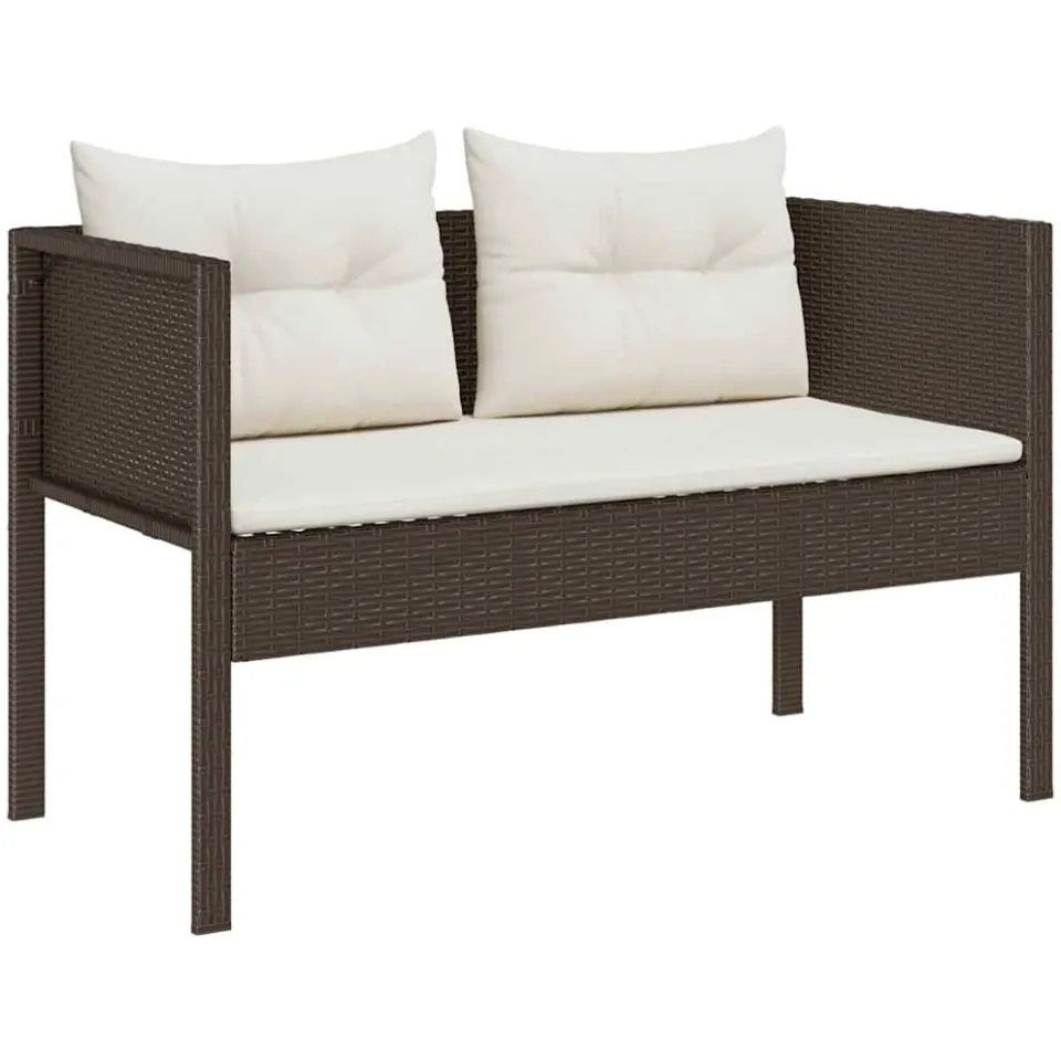 vidaXL Tuinbankenset 6 st Bruin en Crème poly rattan, foto 4