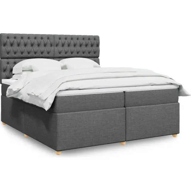 vidaXL Boxspring met matras stof donkergrijs 200x200 cm grijs