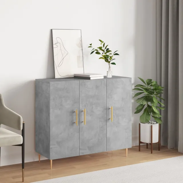 vidaXL Dressoir 90x34x80 cm bewerkt hout betongrijs grijs, foto 2
