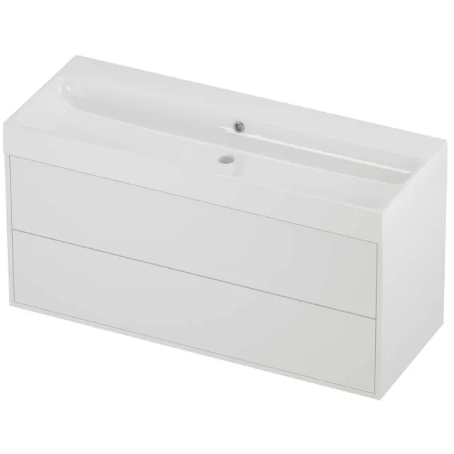 Proline Podium Badmeubelset Polystone Loft 2 Laden 120x46x62 cm Glans Wit Mat White
