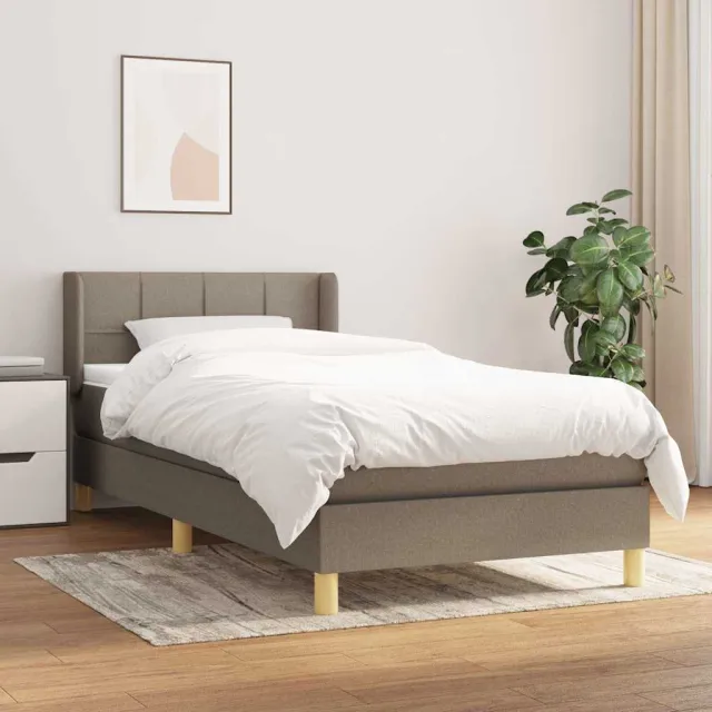vidaXL Boxspring met matras stof taupe 90x190 cm