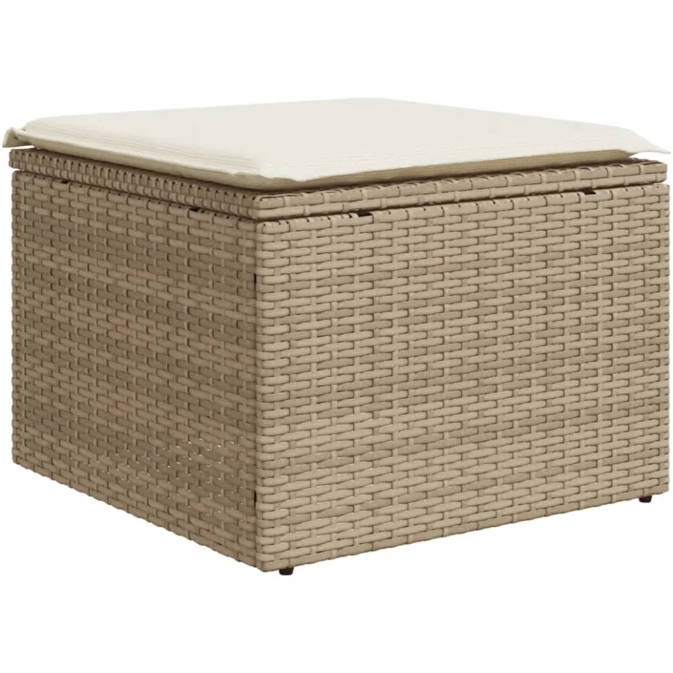 vidaXL 6-delige Loungeset met kussens poly rattan beige