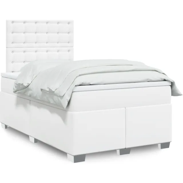 vidaXL Boxspring met matras kunstleer wit 120x200 cm